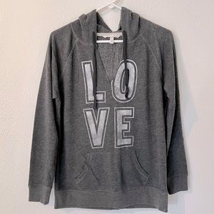 Vintage Wash Victoria’s Secret “LOVE” Heather Gray Hoodie